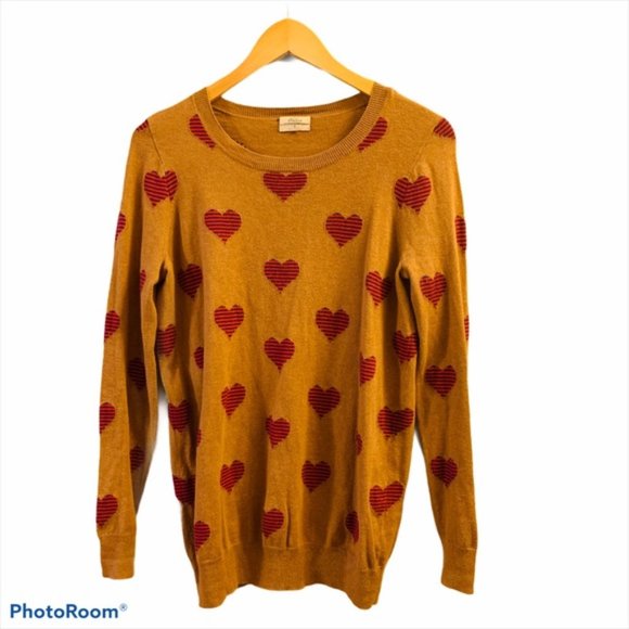Heart Patterned Tan Sweater - Picture 5 of 5